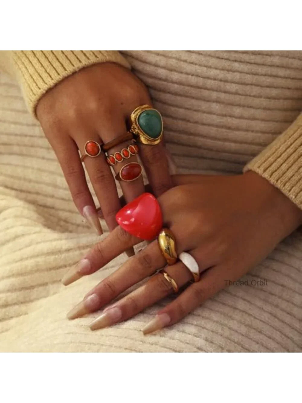 14 Pcs Stacking Ring Set Non Tarnish Adjustable Boho Fashion Jewelry
